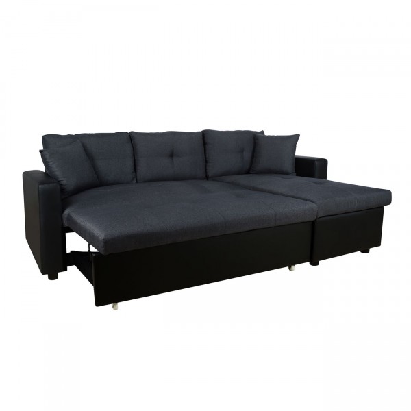 Καναπές γωνία Camille Γκρι με μαύρο